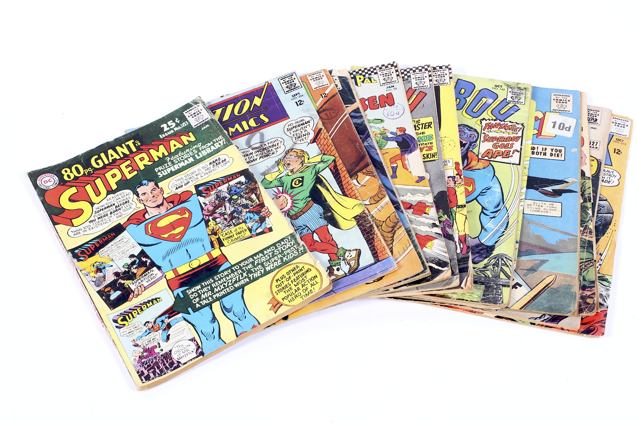 A collection of vintage Superhero comics,