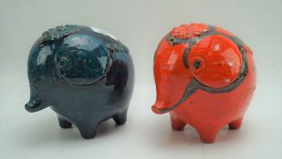 A pair of 1960s vintage Italian pottery Elephants by SICA,