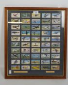 A framed and glazed set of John Player & sons cigarette cards, 'Aircraft of the Royal Air Force',