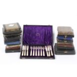 A set of six Edwardian silver-mounted fish knives and forks,