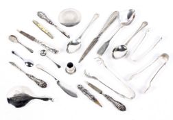 A collection of assorted silver and plated flatware, to include Georgian teaspoon,