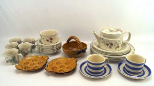 A part Royal Doulton "Raspberry cane" pattern tea and dinner service, and other ceramics