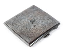 A George V silver cigarette case of square form,