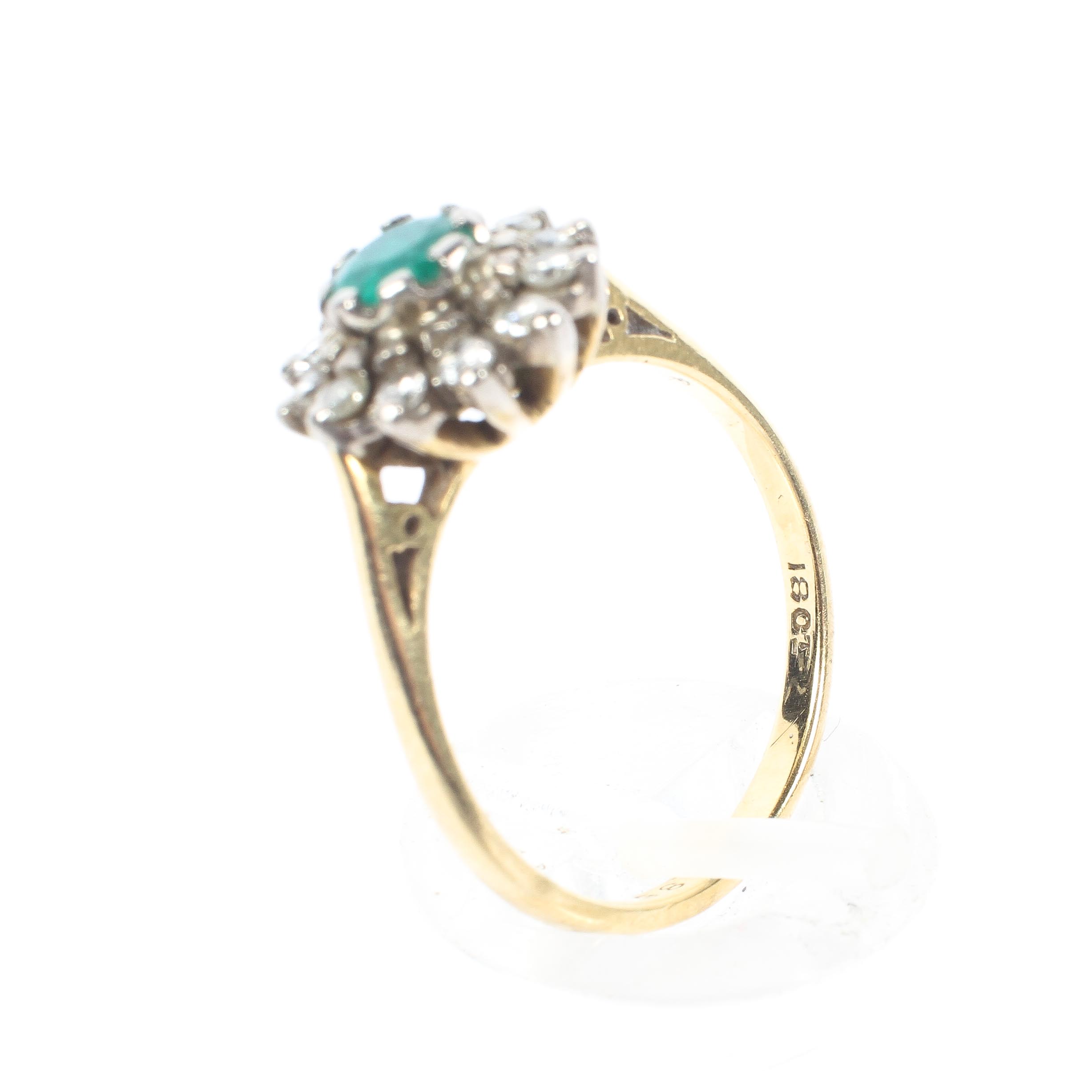An 18ct gold emerald and diamond daisy ring, - Image 4 of 4