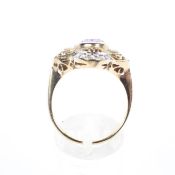 A 9ct yellow gold amethyst and diamond dress ring,