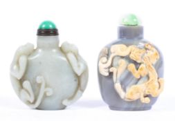 Two Chinese Qing dynasty stone snuff bottles,