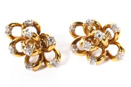A pair of 18ct yellow gold and diamond clip earrings,
