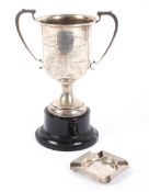 A mid century silver trophy awarded for the "Taunton young Farmers club 1940,