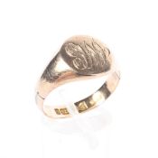 A 9ct gold gentleman's signet ring, monogramed, 5.