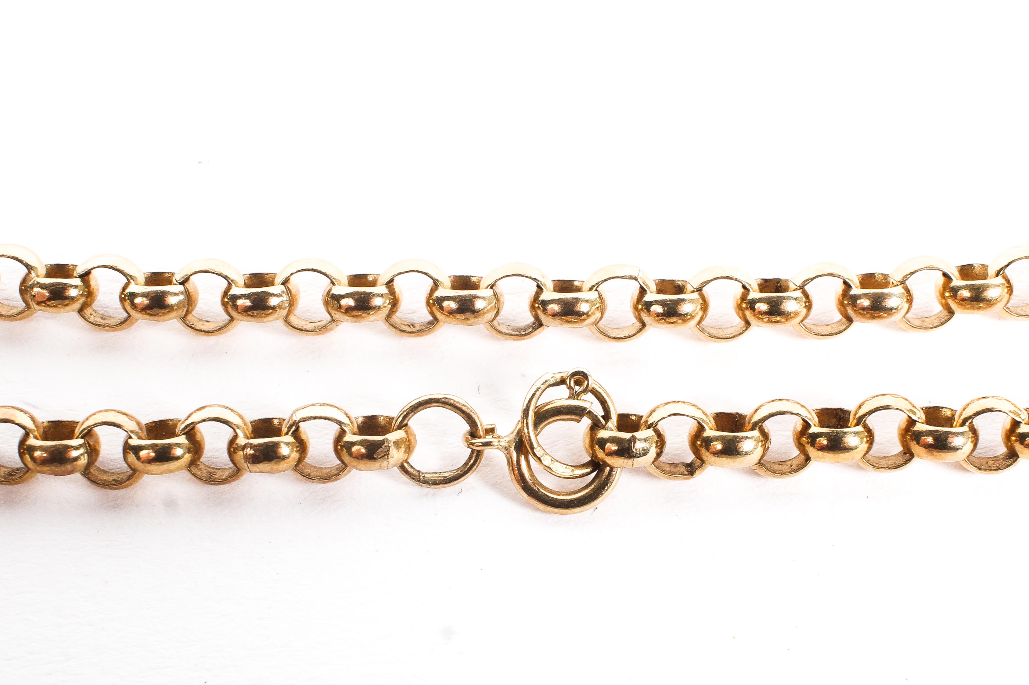 A 9ct yellow gold belcher link necklace, length 42cm, - Image 2 of 2