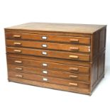 An early 20th century oak architect chest of six drawers complete with label plates to drawer front