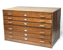 An early 20th century oak architect chest of six drawers complete with label plates to drawer front