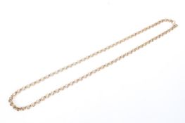 A 9ct yellow gold belcher link necklace, length 42cm,