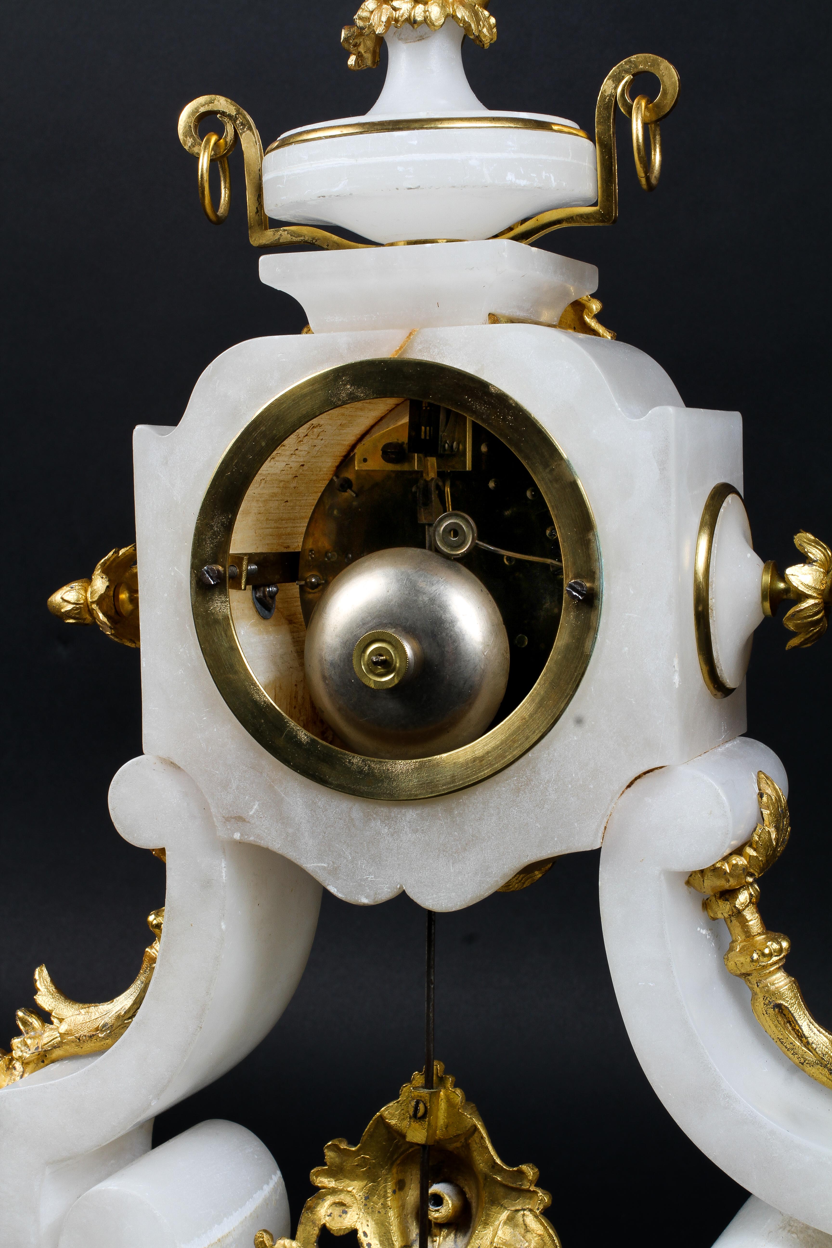 A French alabaster and gilt metal mantle clock, - Image 2 of 2