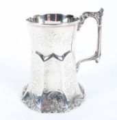 An Early Victorian silver tankard, of waisted octagonal form,