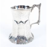 An Early Victorian silver tankard, of waisted octagonal form,