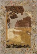 A mid-19th century needlework picture of Ishnael and Hagar,