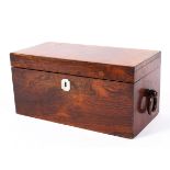 A Regency rosewood veneered tea caddy,