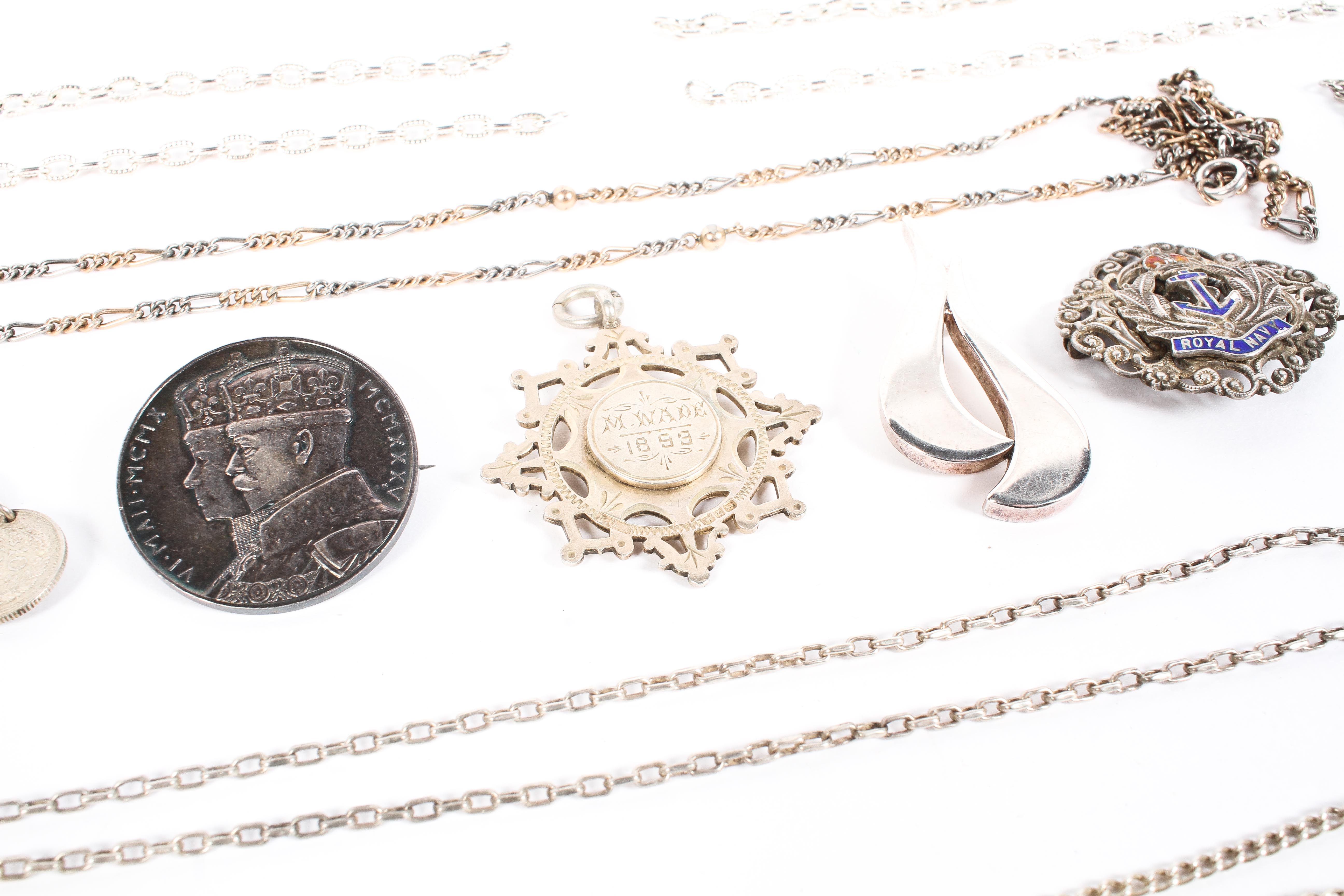 A collection of sterling silver and white metal jewellery, to include a St Christopher, - Image 2 of 3