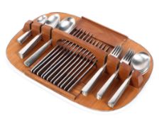 A Elkington stainless steel canteen of cutlery on matching tray