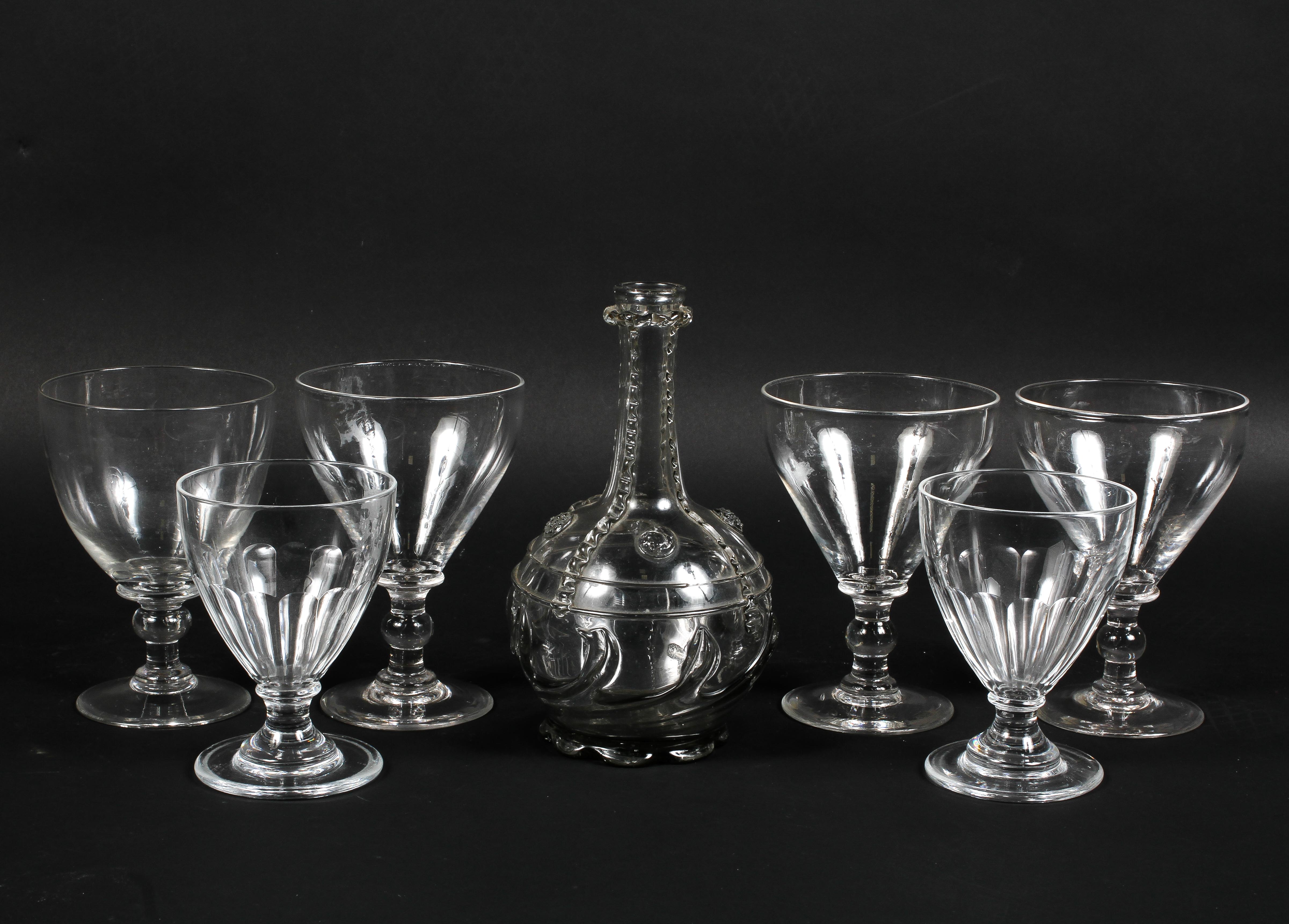 A collection of drinking glasses and a decanter, late 18th/early 19th century and later,