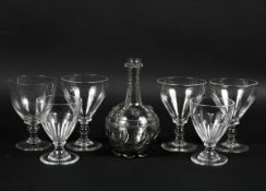 A collection of drinking glasses and a decanter, late 18th/early 19th century and later,