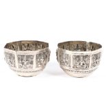 Two Indian white metal dishes, of octagonal form,