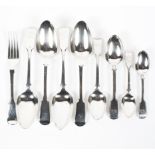 A collection of 19th century silver flatware, to include four tablespoons hallmarked London 1838,