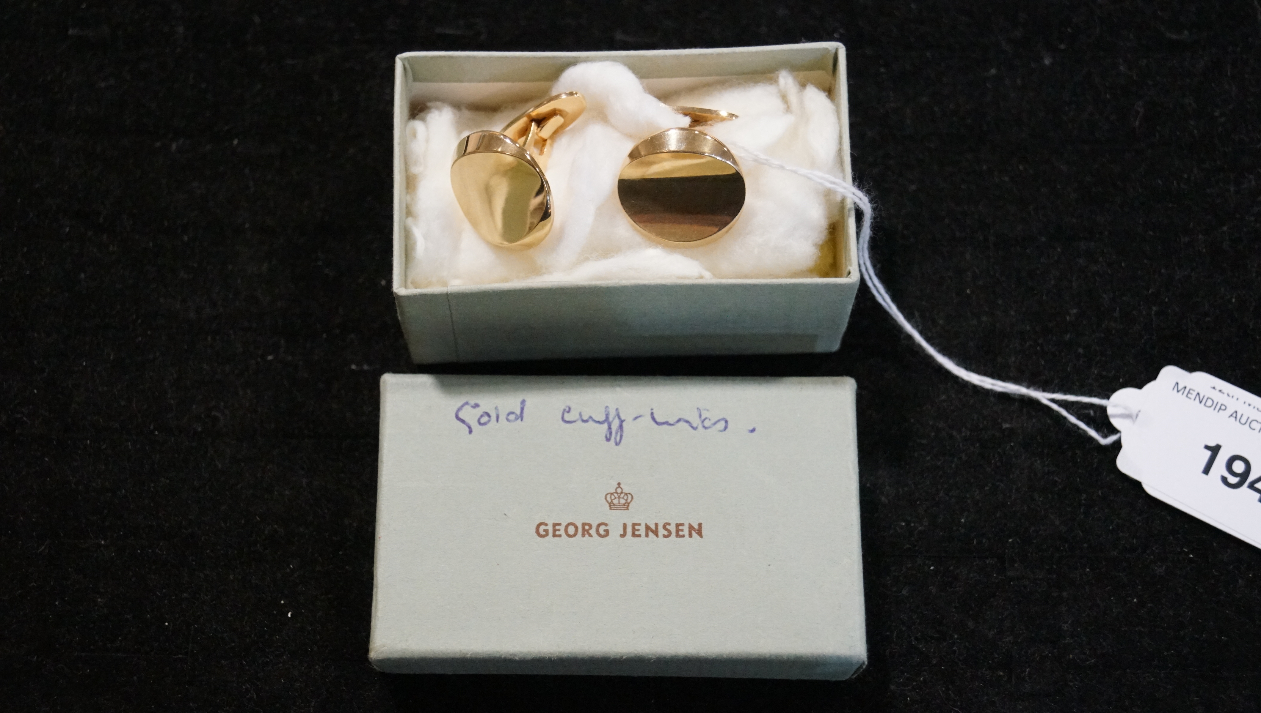 A pair of vintage 18ct gold George Jensen cufflinks, of circular polished roundell form, - Image 5 of 5