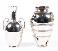 Two 20th century Continental silver vases, one with Greek hallmarks to base,