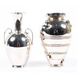 Two 20th century Continental silver vases, one with Greek hallmarks to base,