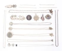 A collection of sterling silver and white metal jewellery, to include a St Christopher,