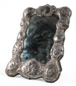 A contemporary large silver mounted easel mirror,