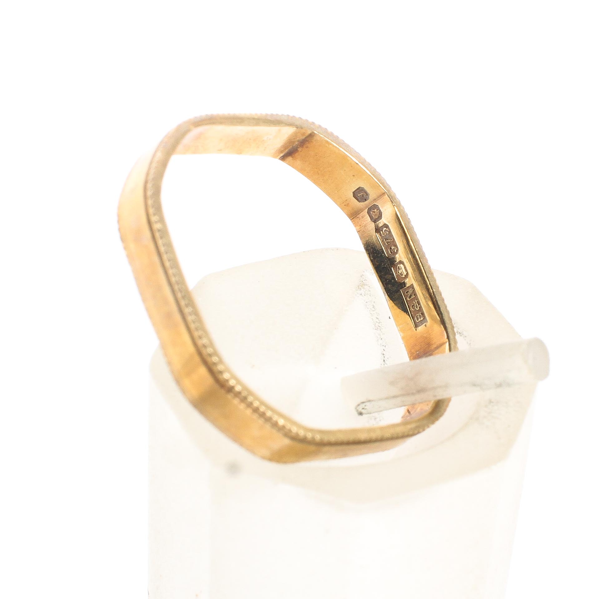 An 18ct bicoloured gold band together with a 9ct gold band of squared form, the 18ct example size N, - Image 4 of 4