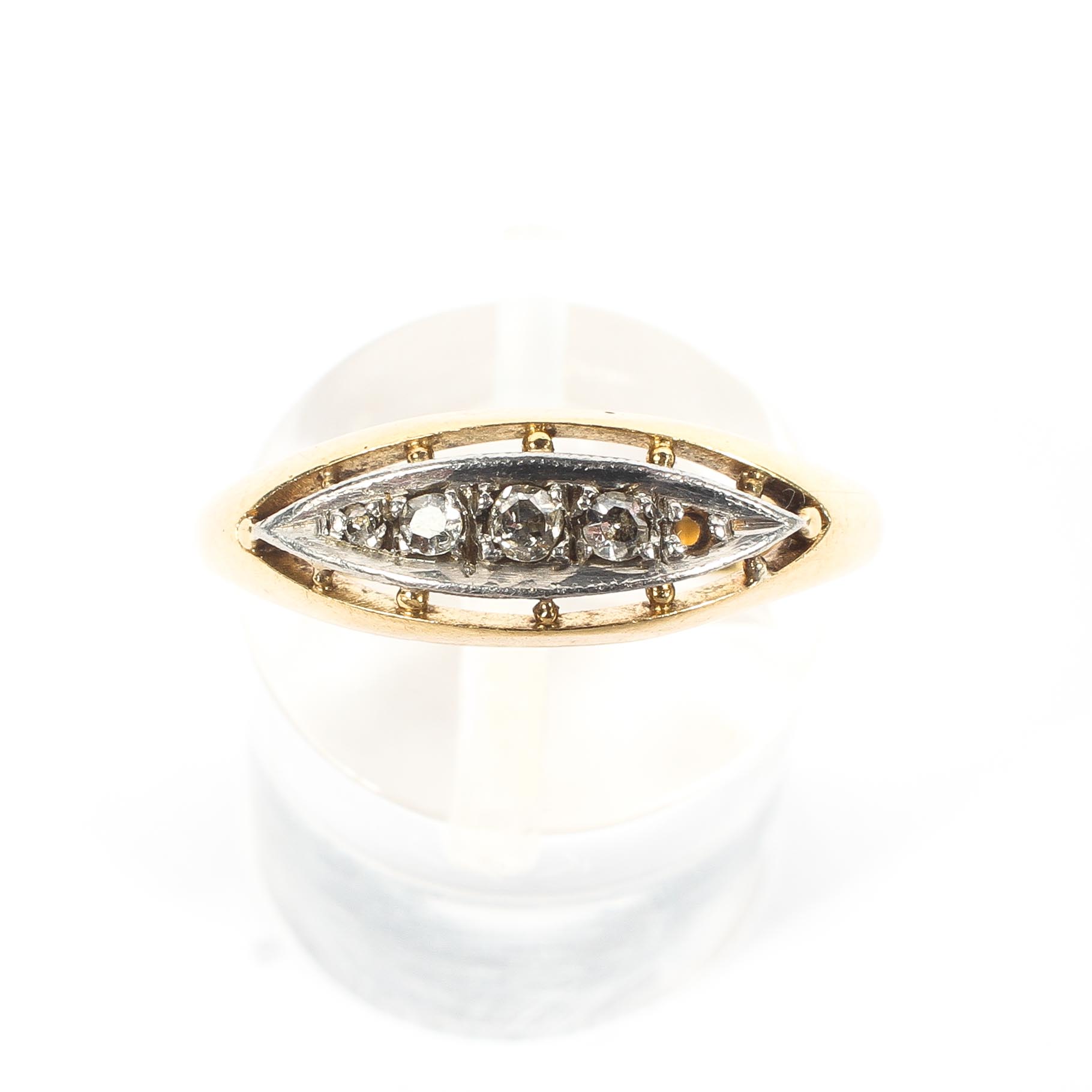 An 18ct gold and diamond ring, set with a graduated line of single cut diamonds (one stone missing), - Image 2 of 4