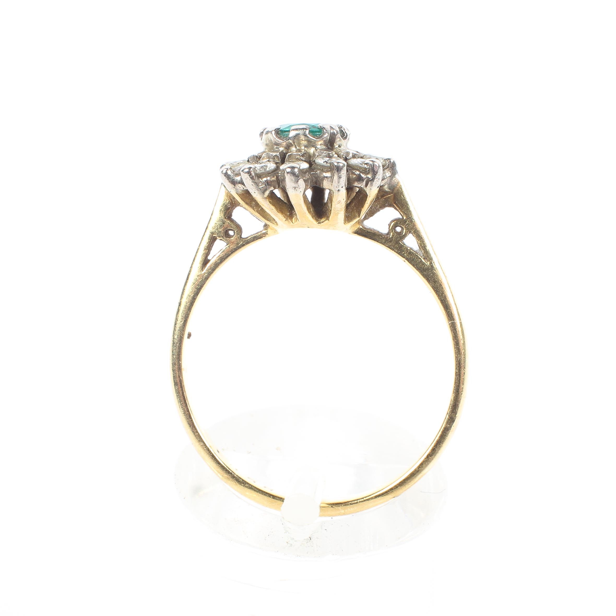 An 18ct gold emerald and diamond daisy ring, - Image 3 of 4