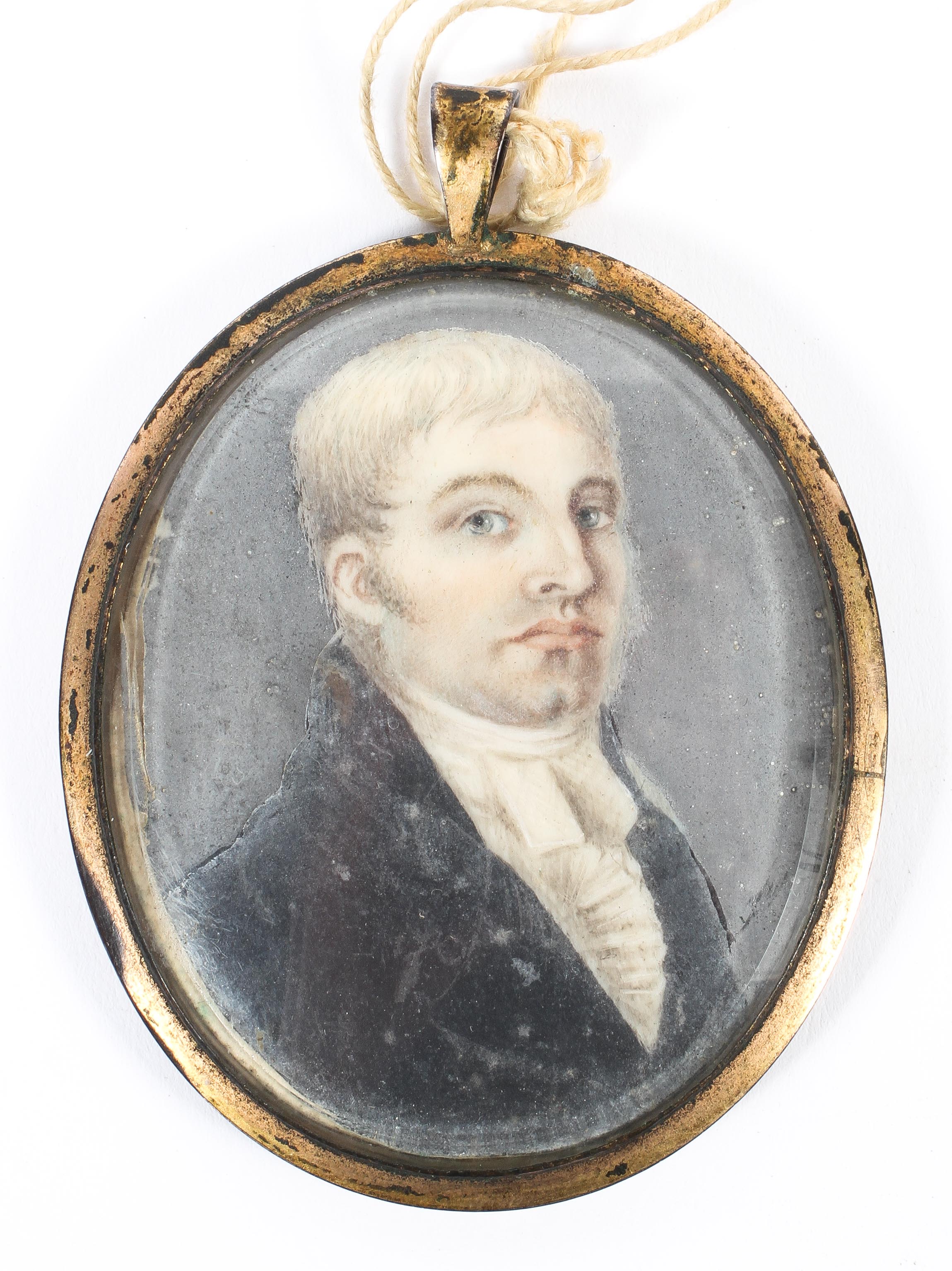 A 19th Century portrait miniature of a gentleman, watercolour on ivory,