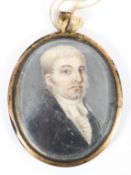 A 19th Century portrait miniature of a gentleman, watercolour on ivory,