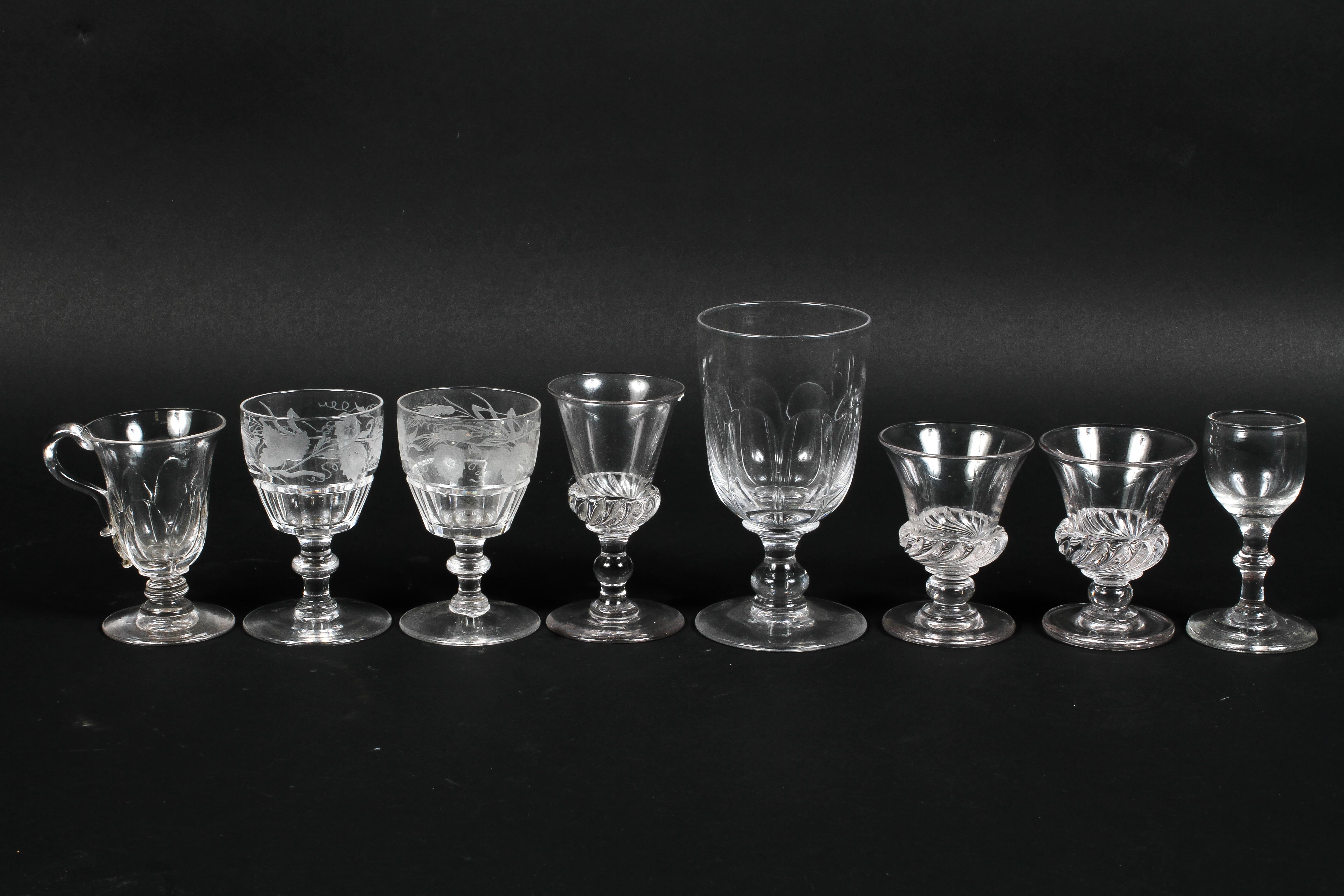 A collection of antique drinking glasses, late 18th-mid-19th century,