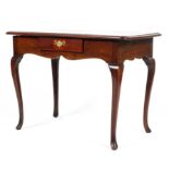 A Victorian mahogany single draw table raised on cabriole supports 90cm length x 50cm wide x 65cm