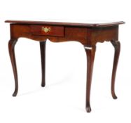 A Victorian mahogany single draw table raised on cabriole supports 90cm length x 50cm wide x 65cm