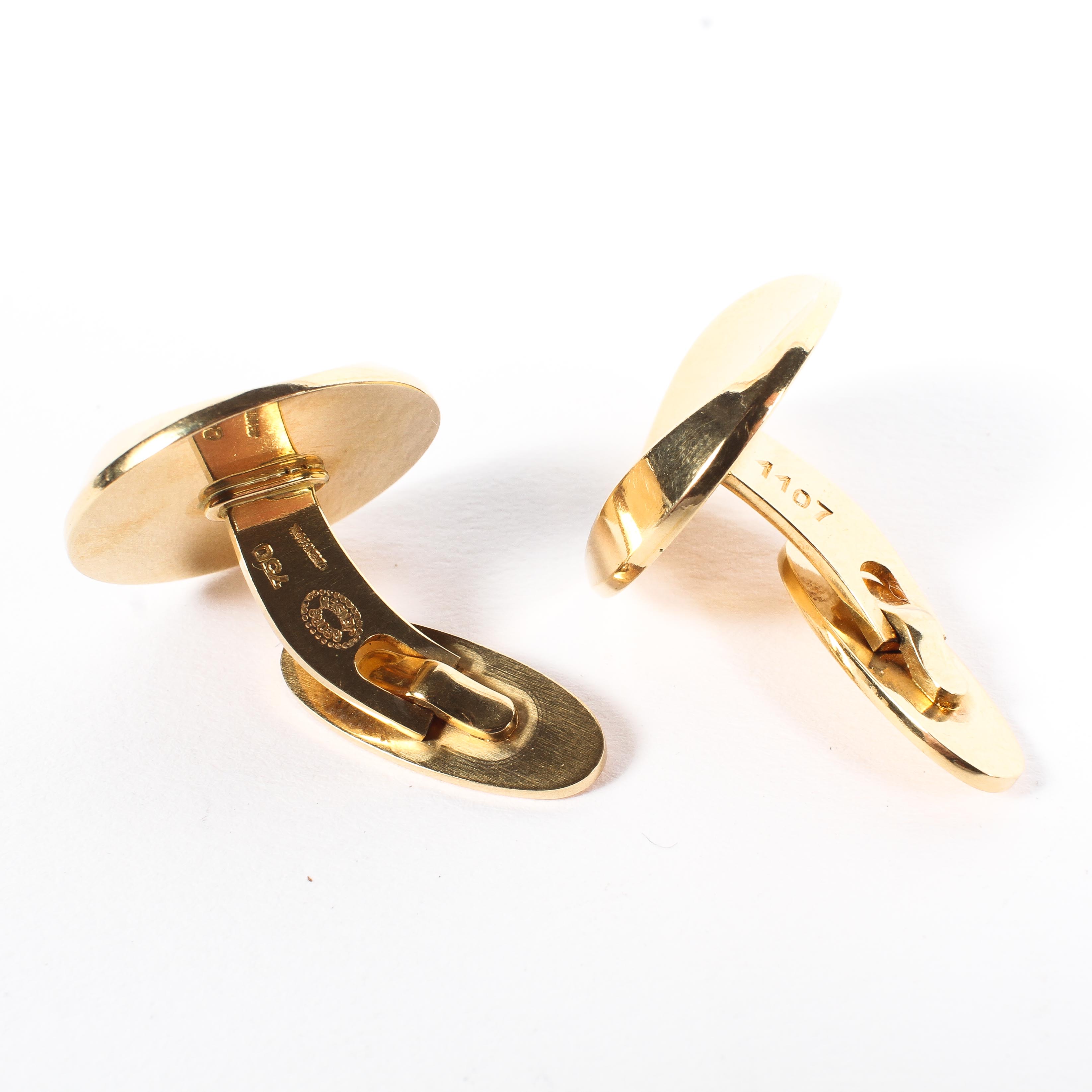 A pair of vintage 18ct gold George Jensen cufflinks, of circular polished roundell form, - Image 2 of 5