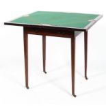 A Edwardian mahogany envelope games table, inlaid with satinwood stringing,