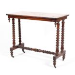 A Victorian inlaid walnut topped side table, the top inlaid with butterflies and sprays of flowers,