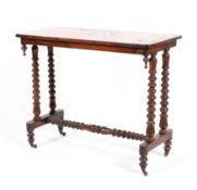 A Victorian inlaid walnut topped side table, the top inlaid with butterflies and sprays of flowers,