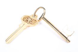 Two 9ct gold keys, 18.