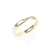 An 18ct gold band set with five diamonds, size P,