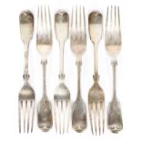 A set of six late Victorian silver table forks,