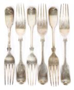 A set of six late Victorian silver table forks,