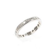 A white gold unmarked full diamond set eternity ring, size S, 3.
